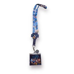 Disney Parks 2019 Mickey Mouse Friends Gray/Blue Reversible Pin Lanyard w/ Pins!